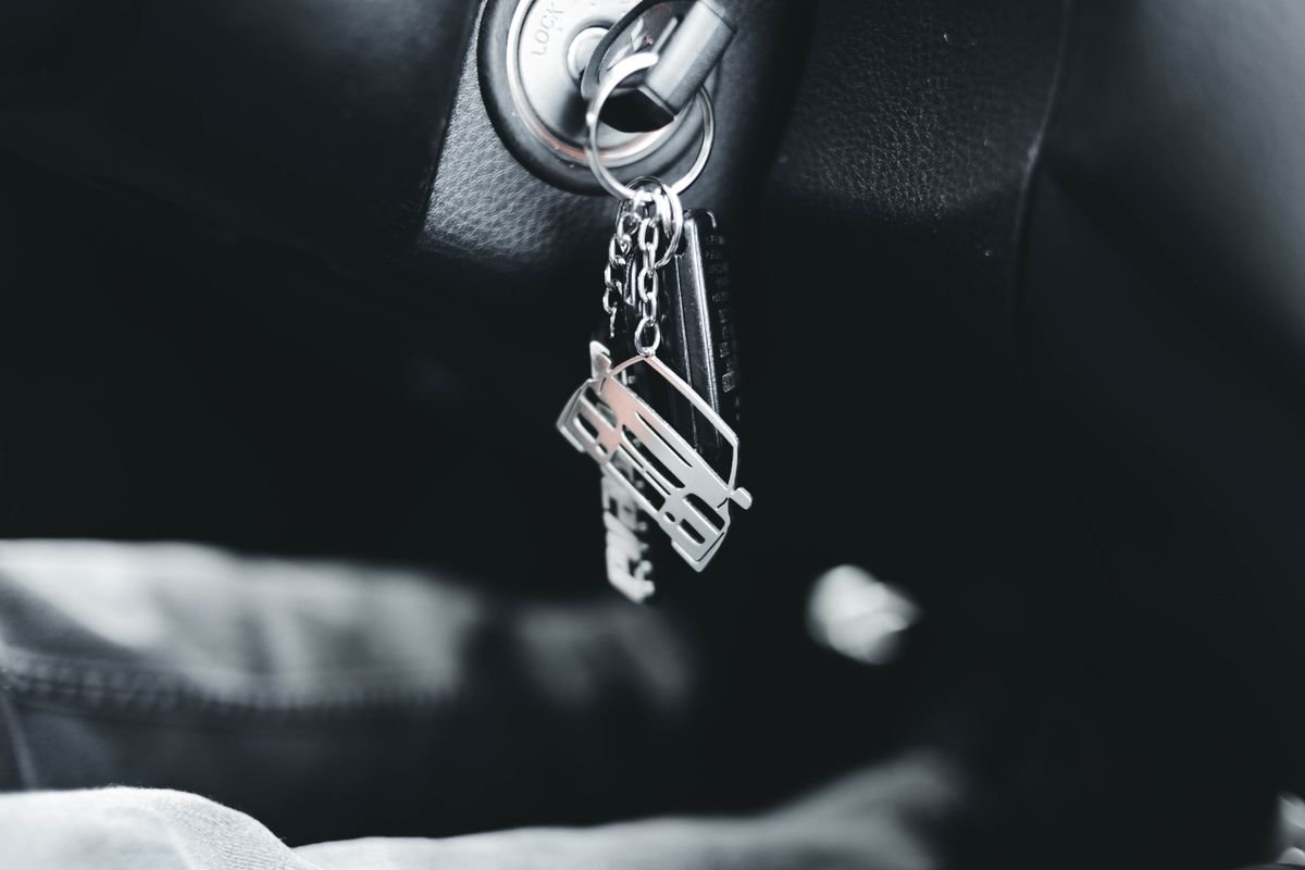 Car key in the ignition of a vehicle