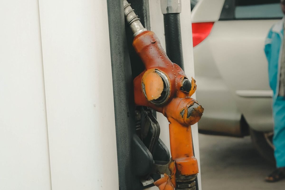 Fuel pump nozzle at a filling station