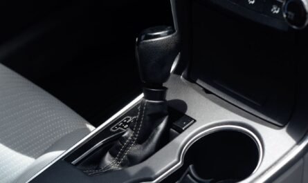 Close-up of a car centre console and handbrake area