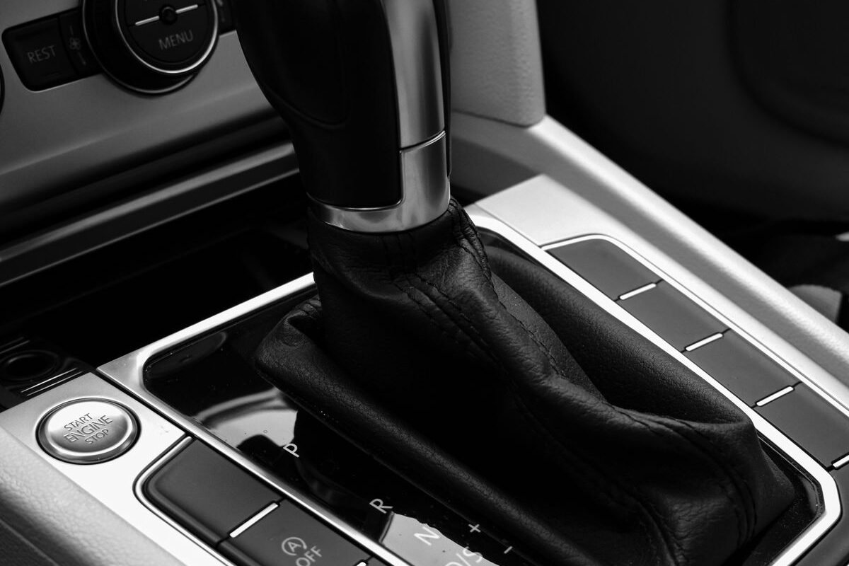 Close-up of a car gear shift lever