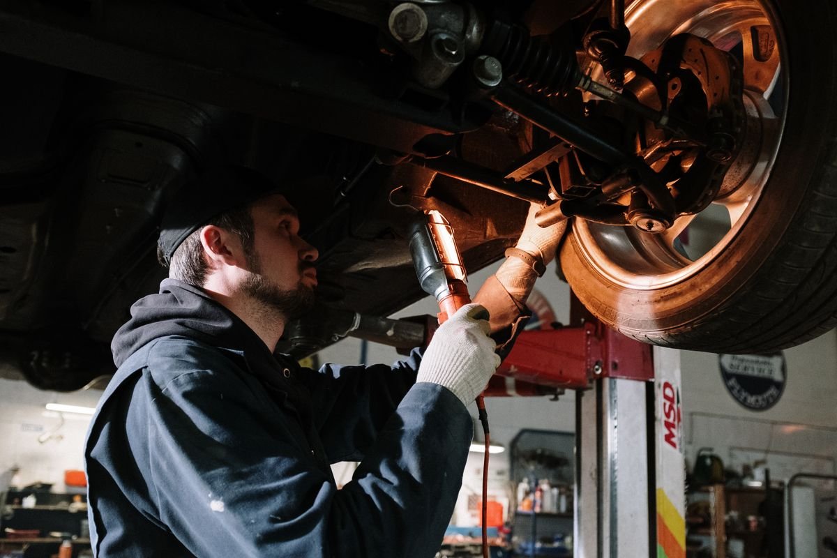 Van being weighed to check payload and axle weight limits