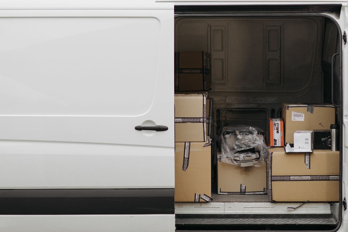 Open delivery van with side door open