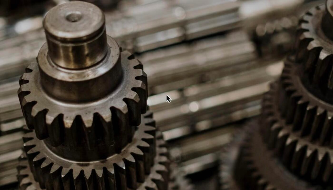 Close-up of a van engine timing belt and gears during a timing belt replacement
