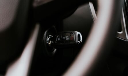 Car key placed in the ignition inside a vehicle